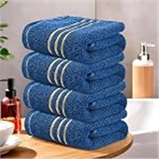 Urbane Home Pack of 4 Soft Cotton Face Towels for Men & Women/Ladies | Easily Washable | Pocket Towels & Workout Gym Napkins for Men -Dark Blue