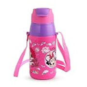 CELLO Kidzbee Puro Steel-X Hydro Kid 400 Insulated Kids Sipper Water Bottle 400ml Pink | Touch & Feel Minnie Design Easy to Carry with Loop Leakproof Flip Top Water Bottle For School Kids Boys & Girls
