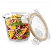 CELLO Fit & Fresh Clip-O Round Lunch Box Container For Daily Use 720ml Transparent | Microwave & Fridge Safe Toughened Glass Airtight Food Storage Tiffin Box Container For Kitchen, Travel & Office Use