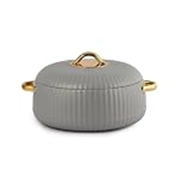 CELLO Aurum Insulated Casserole Hot Pot For Kitchen 1250 ml Grey | Easy to Serve Lightweight Outdoor Safe Keeps Food Hot and Warm Airtight Insulated Casserole Hot Pot Pack Set For Roti Rice Biryani