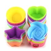 HAZEL 8 Pc Silicone Muffin Mould Set |Star, Flower, Round & Heart Shape Mould |Multi-Design Non-Stick Cupcake & Mini Cake Baking Cups | Reusable, Oven, Freezer & Dishwasher Safe