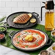 HomeWiz 2-in-1 Cast Iron Non Stick Tawa & Grill Pan 30 cm | Free Oil Dispenser 500ml | Pre-Seasoned Cast Iron Tawa For Roti & Dosa | Cast Iron Grill Pan For Fish & Steak|Works on Induction & Gas Stove