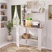 Elevate Study Table with Bookshelf Hutch – Modern Wooden Computer Desk with Top & Bottom Storage | Premium Engineered Wood, Oak Brown (90 x 50 x 120 cm)