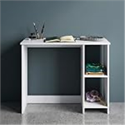 Luna Compact Study Table & Vanity Desk with 2-Tier Side Shelves – Modern Space-Saving Workstation for Bedroom | Premium Engineered Wood, Frosty White (80 x 40 x 75 cm)