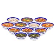 SIMPARTE Plastic Serving Bowls Set of 12, 220 ml Each | BPA Free, Dishwasher Safe, Food Grade & Reusable – Lightweight & Durable Snack Bowls for Kitchen, Chutney & Dessert – Blue Design
