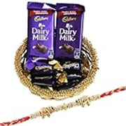 SFU E Com Designer Elephant Rakhi with Chocolate Gift Hamper for Brother, Roli, Chawal, Chandan, Misri, 127