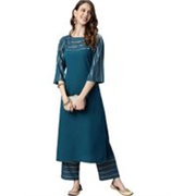 Janasya Women Crepe Kurta Palazzo Set