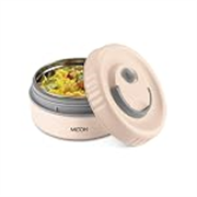 MILTON Snack Box Small I Inner Steel, PU Insulated 350 ml I Leak Proof with Air Vent I Lunch Box for Office Use, School I Beige