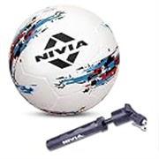 Nivia Storm Rubber Football with Ball Pump, Size 5, (White)