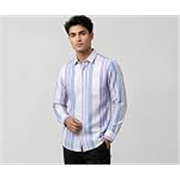 Men’s Full Sleeve Striped Shirt | Spread Collar | Regular Fit | Casual Wear