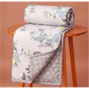 BSB HOME 100% Cotton Reversible Dohar Single Bed Size | AC Blanket Lightweight Summer Comforter | Soft Breathable Bed Blanket (152 x 225 cm) (Ivory Grey Floral)