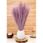 SATYAM KRAFT 3 Pcs Artificial Flowers Faux Pampas Grass Small Fake Flower Plant for Home Decor, Office, Bedroom,Living Room,Table Decoration, Dried Plants (Without Vase Pot) (Light Purple)