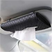 Car Tissue Holder Visor Mount PU Leather Organizer Case Black 9.4×5.1 Inch