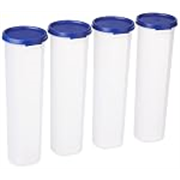Solimo Plastic Slim Storage Container,Set of 4(1100 Ml Each),Blue