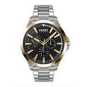 60% off on Hugo Men Black Patterned Bracelet Style Analogue Multi Function Watch