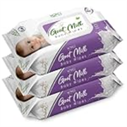 Novel Goat Milk Baby Wipes 72 Wipes x Pack of 3 (216 Wipes) | Caprae Lac, Aloe Vera, Vitamin E Enriched | pH Balanced, Alcohol, Hypoallergenic & Paraben-Free | Extra Thick & Moist wet | Anti Rash Soft Gentle Baby Wipes with Lid