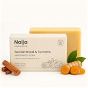 Naija Organics Sandalwood & Turmeric Natural Bath Soap | Skin Brightening, Deep Moisturizing, Chemical-Free, Handmade Soap| Haldi & Chandan Body Soap | For Men & Women, All Skin Types – 100g