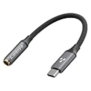 Ambrane Type C to 3.5mm Audio Jack Converter with DAC Headphone Adapter, Connector Cable for iPhone 16/15 Series, Samsung, OnePlus, Google Pixel, Laptops, Other Devices (AOTG-CX3, Black)