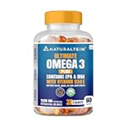 NATURALTEIN Ultimate Omega-3 plus Fish Oil 1250mg Triple Strength Softgel Capsules with vitamin D3 and E | 450mg EPA & 300mg DHA in Triglyceride Form for Better Absorption | Heart, Brain, Eye & Joint Support | Glyphosate-Free | 60 Softgel Capsules | 60-Day Supply