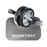 Amazon Basics Dual Wheel Ab Roller with Knee Pad & Non-Slip Handles | for Core Strengthening | Compact & Portable | for Men and Women | Black