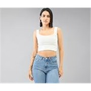bearbrother Women’s Ribbed Square Neck Sleeveless Crop Tank Top
