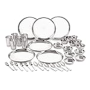Neelam Stainless Steel Dinner Set Shagun | Occasions- Anniversory, Wedding, Houseworming Party |Sets of Plates, Glasses, Vatis/Bowls, Spoons & Other Essetials Ideal for Gifting.