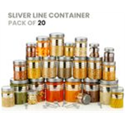Snowberry Plastic Grocery Container – 1200 ml, 650 ml, 350 ml, 250 ml (Pack of 20, Silver)