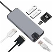 LipiWorld 8 in 1 USB C Hub Multifunction Type C Dock USB 3.0 Adapter HDMI Wired Ethernet Lan Adapter compatible with Windows, Mac (500 Mbps)