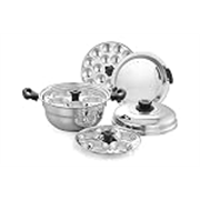 Maxx Idlipot – Multi Idli Pot Stainless Steel – Compatible with Gas & Induction – Includes Dhokla Maker with Steamer, 2 Idli Plates, 1 Mini Idli Plate – Momo Idiyaapam Maker