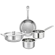 Lifelong Stainless Steel Cookware Set of 5, Silver, Induction Compatible with Kadhai, Fry Pan, Saucepan, and Tope, Dishwasher Safe