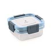ATTRO Sparkle Stainless Steel Lunch Box – Square Leak-Proof Spill-Proof Ideal for Kids School Office Travel – 400ml Sky Blue