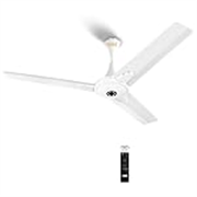 KUHL Prima A7 1200mm Decorative 65% Power Saving BLDC Ceiling Fan with Remote | 29W | BEE 5 Star Rated & ISI Marked | High Air Delivery with LED Indicators | 2 Yrs Warranty |White