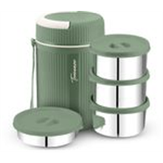 Trueware GRUB 4 Insulated Hot Lunch Box With 3 SS Container 300ML & 1 SS Container 200ML 4 Containers Stainless Steel, Plastic Office Lunch Box (1100 ml)