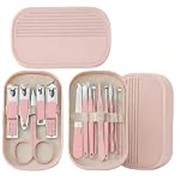 Manicure Pedicure Grooming Kit Multi Tool Set Pink Storage Case