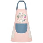 Rabbit Floral Kitchen Apron with Side Hand Wipes and Front Pocket
