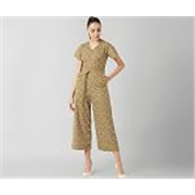 Miss Chase Women’s Multicolored Abstract Printed V-Neck Half Sleeves Wide Leg Belted Wrap Jumpsuit