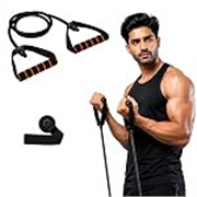 Add2Cart Resistance Tube with Foam Handles, Door Anchor for Exercise & Stretching, Suitable in Home & Gym Workout for Men & Women-15kg-Black (Set of 1)