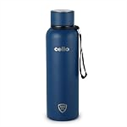 CELLO Duro Kent Stainless Steel Hot and Cold Water Bottle 750 ml Dark Blue | ISI Certified Spillproof Leakproof Double Wall Vacuum Insulated Thermos Flask Water Bottle for School Kids, Office Travel