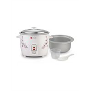 cello Iris Rice Cooker with Single Bowl | Trivet Plate | Electric Rice Cooker with Steaming Feature (1.5 L, White)
