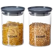 Solimo Plastic Storage Container Set, 900 ml, Set of 2, Grey