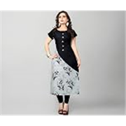Women’s Crepe Kurti with Stylish Printed Design, Elegant Ethnic Wear for Casual & Festive Occasions Black