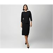 barcino Black Peplum Diamante Neck Bodycon Dress