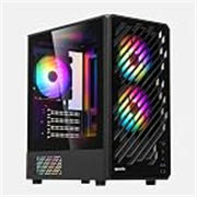 Geonix Blaze Box Gaming Cabinet, 3 Pre-Installed ARGB Fans, Black