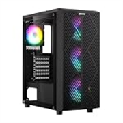 Geonix Hercules Rome Gaming Cabinet, 4 ARGB Fans, Mid Tower PC case, Black