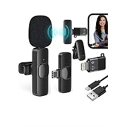 K8 Wireless Microphone, Digital Mini Portable Recording Clip Omnidirectional Microphone (Black)