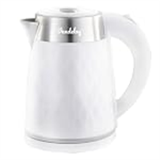 Vandelay Stainless Steel Electric Kettle (1.7L) | Double Wall, Cool Touch With Dry-Boil Protection | Auto Cut Off (White, 1.8 Liter, 1500 Watt)