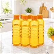 Nayasa Revello 1000 ML Pet Plastic Fridge Water Bottles Set of 6 | BPA Free | Leak Proof | Airtight Lid | Orange