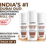 Aqueria Multi Active Underarm Roll On | 5.5% AHA BHA | Dubai Oud Fragrance Deodorant Roll-on – For Men & Women (150 ml, Pack of 3)