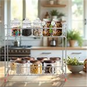 Zepdos Stainless Steel 2 Tier Kitchen Rack, Spice Rack, Storage & Shelves Space Saver Stand, Countertop Rack, Organizer, Dish Rack for Kitchen, Multipurpose Stand (Silver, Tiered Shelf)