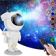 Desidiya Plastic Astronaut Light Projector 360° Galaxy Star Projector with Timer & Remote Control, Ideal for Bedroom Ceiling, Home Decor, and Parties (Corded Electric) White, LED